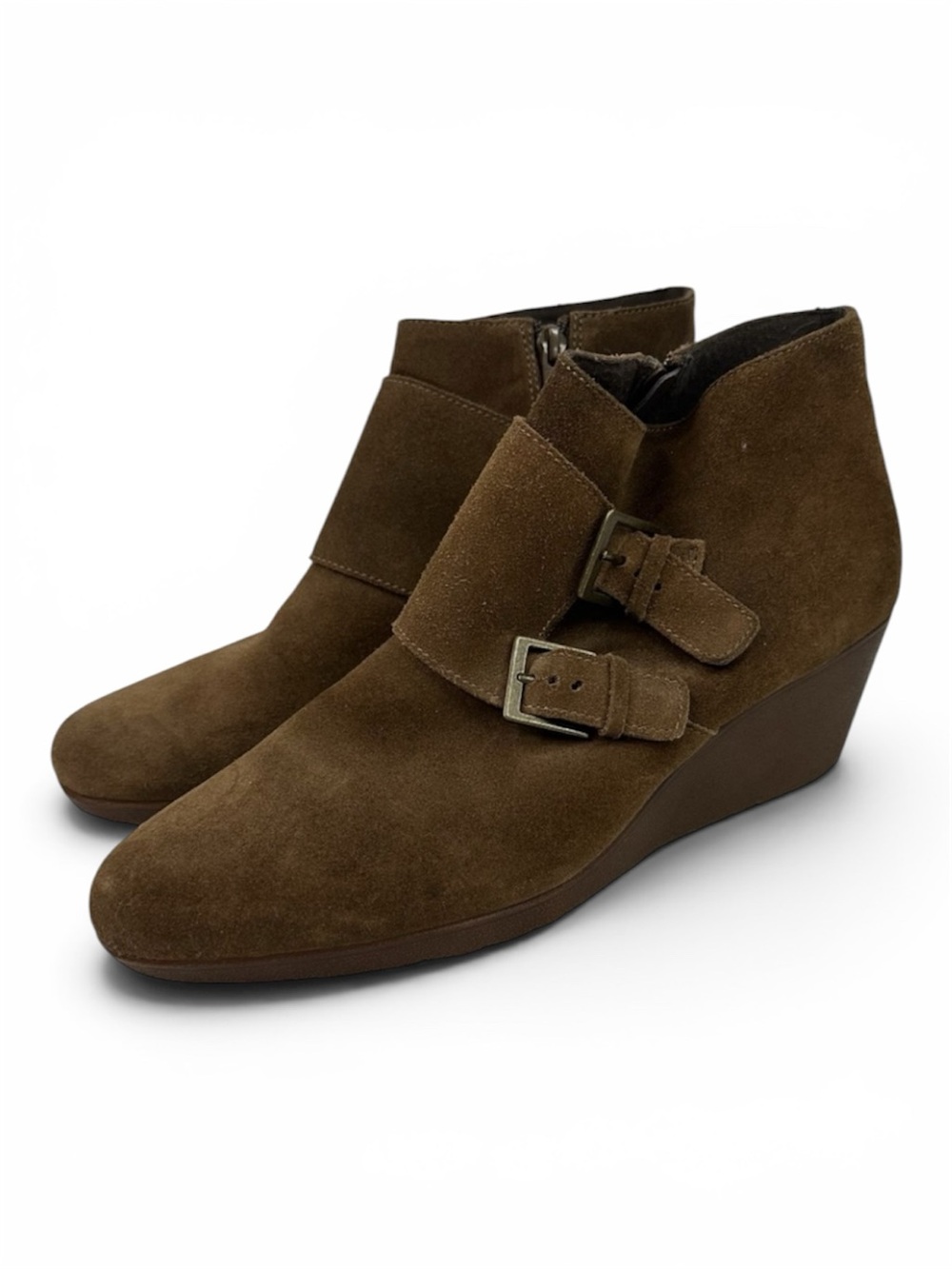 Munro Drew Wedge Ankle Boot Brown Suede 11